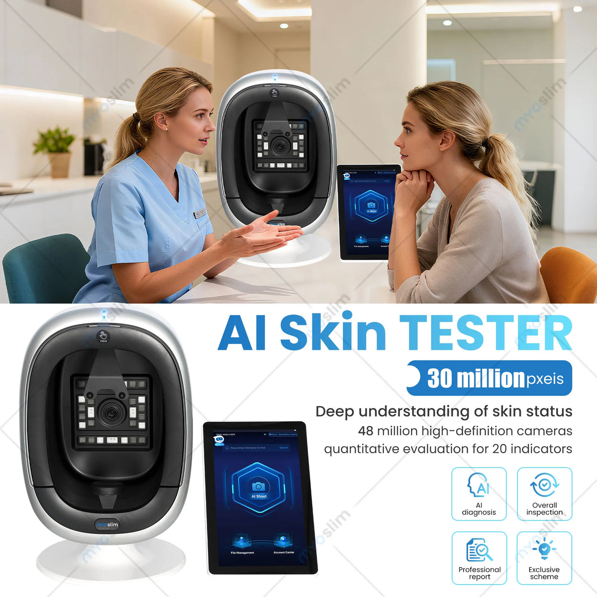 InfinityCare 3D AI Pro - Skin Scanner Care Facial Analyzer Monitor Machine